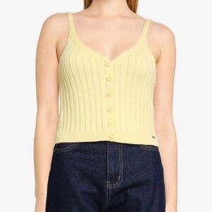 Cropped Butter Yellow Ribbed Sweater Tank from Hollister Size Medium